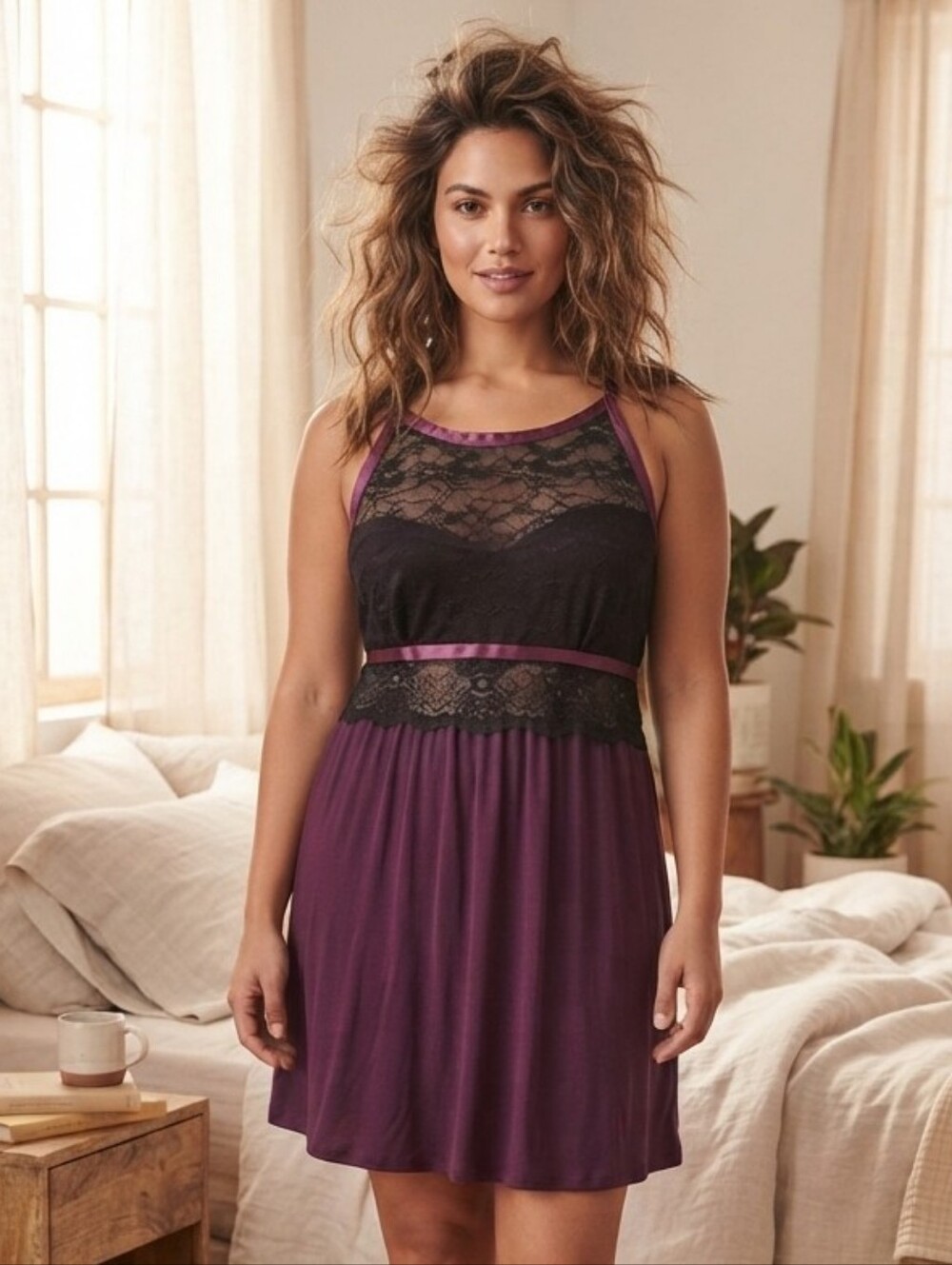 Soma Purple Lace Nightgown Loungewear Sexy Size‎ Extra Large EUC